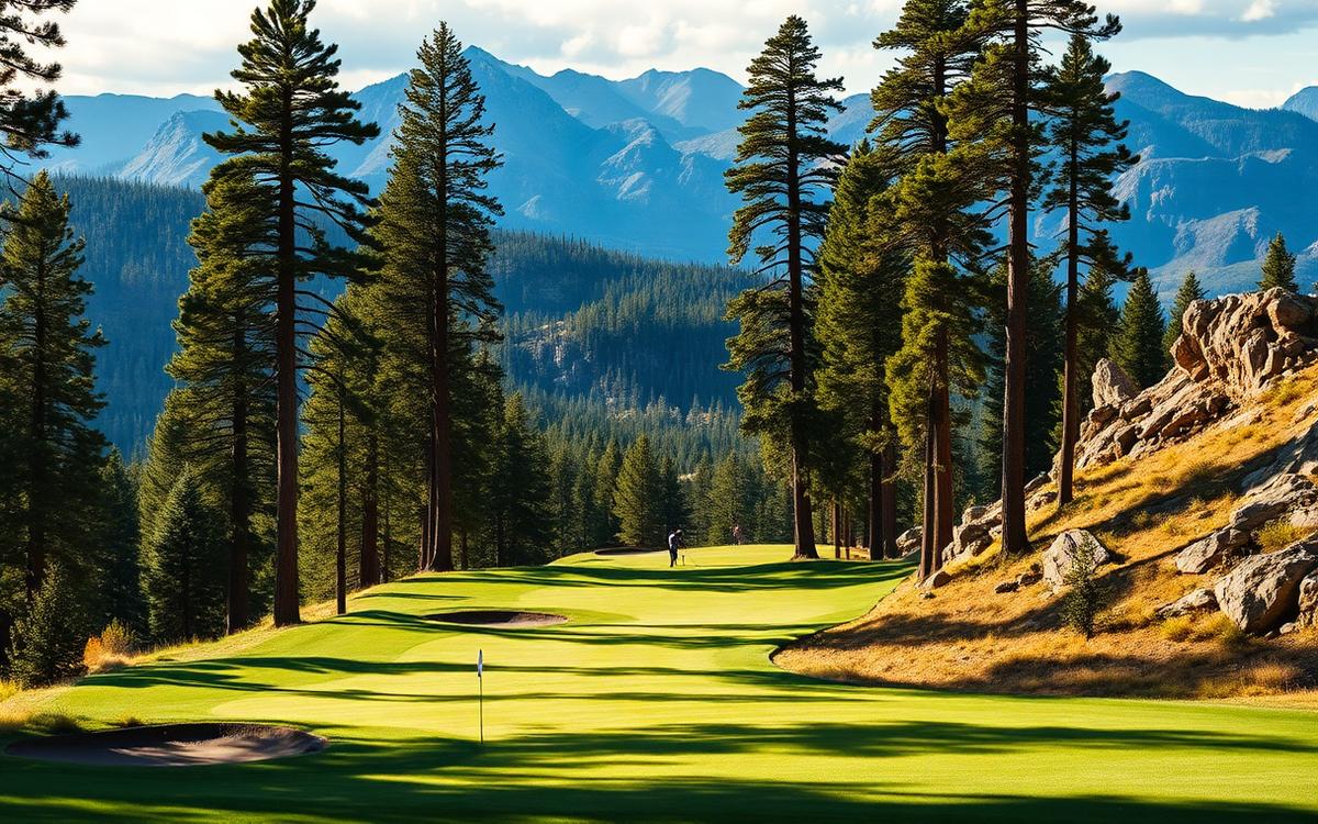 Mountain course descending through ponderosa pines