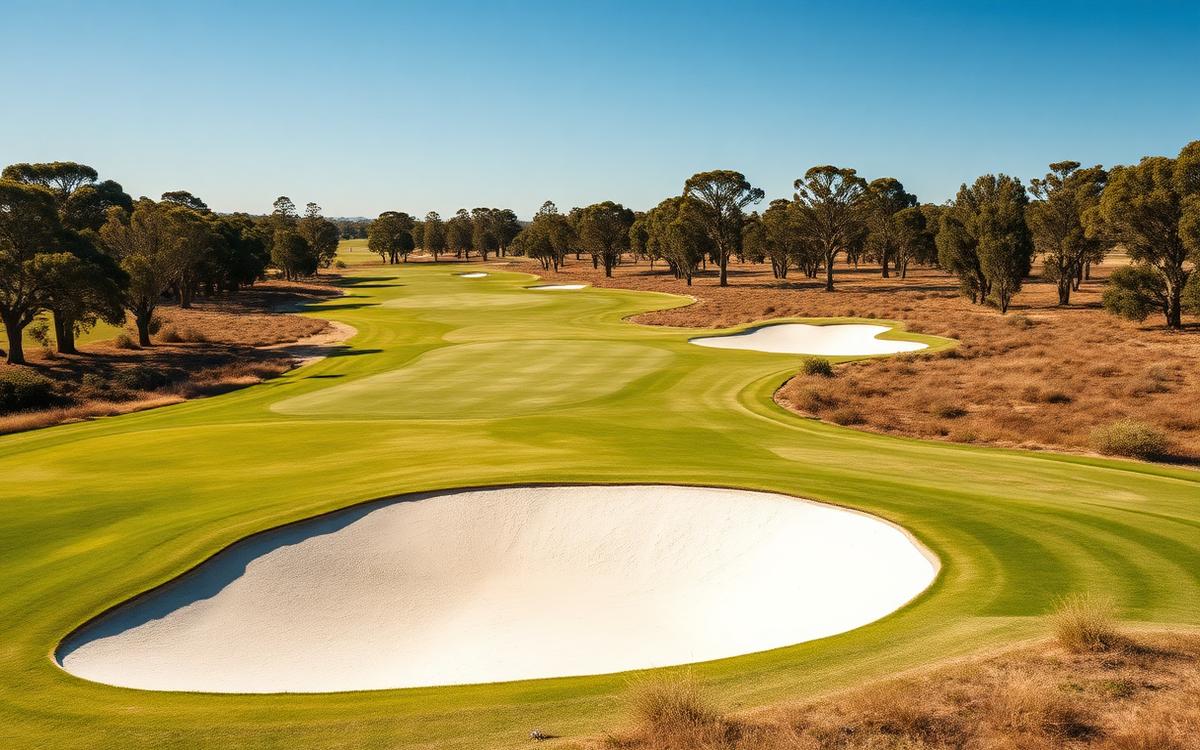 Sandbelt course with crisp-edged white sand bunkers