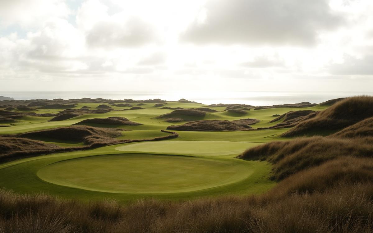 Irish links fairways running between marram dunes